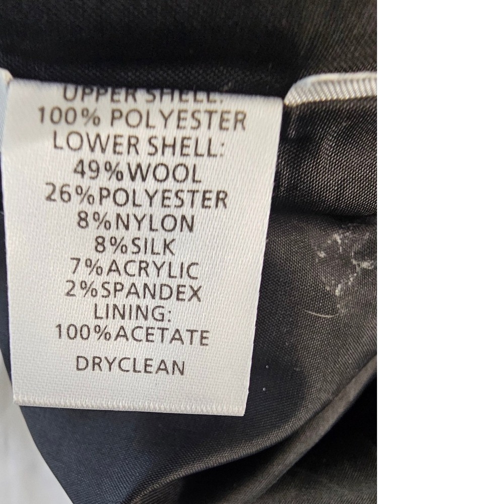 Ann Taylor Loft Black Ruffle Top Grey Wool Blend Tweed Skirt Sheath Dress Size 0 - Picture 5 of 8
